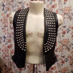 Vintage Studded Leather Vest Size Small